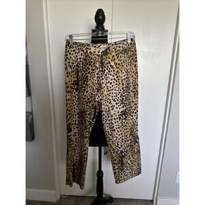 Cache pants leopard print white,black,tan size 4 Straight Leg